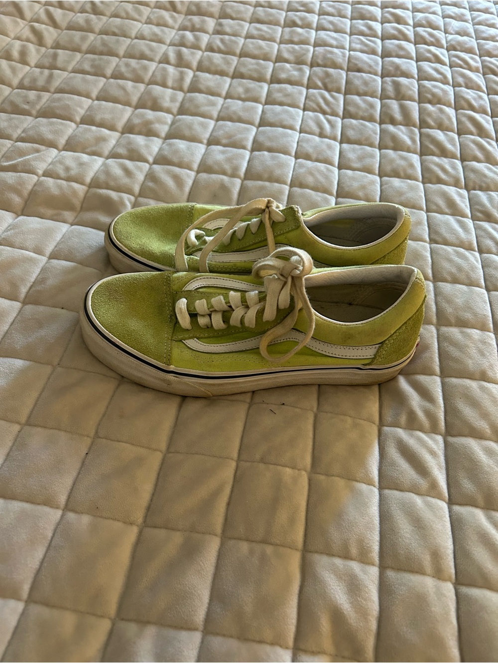 Vans Lime Green Low-Top Sneakers with White Stripe
